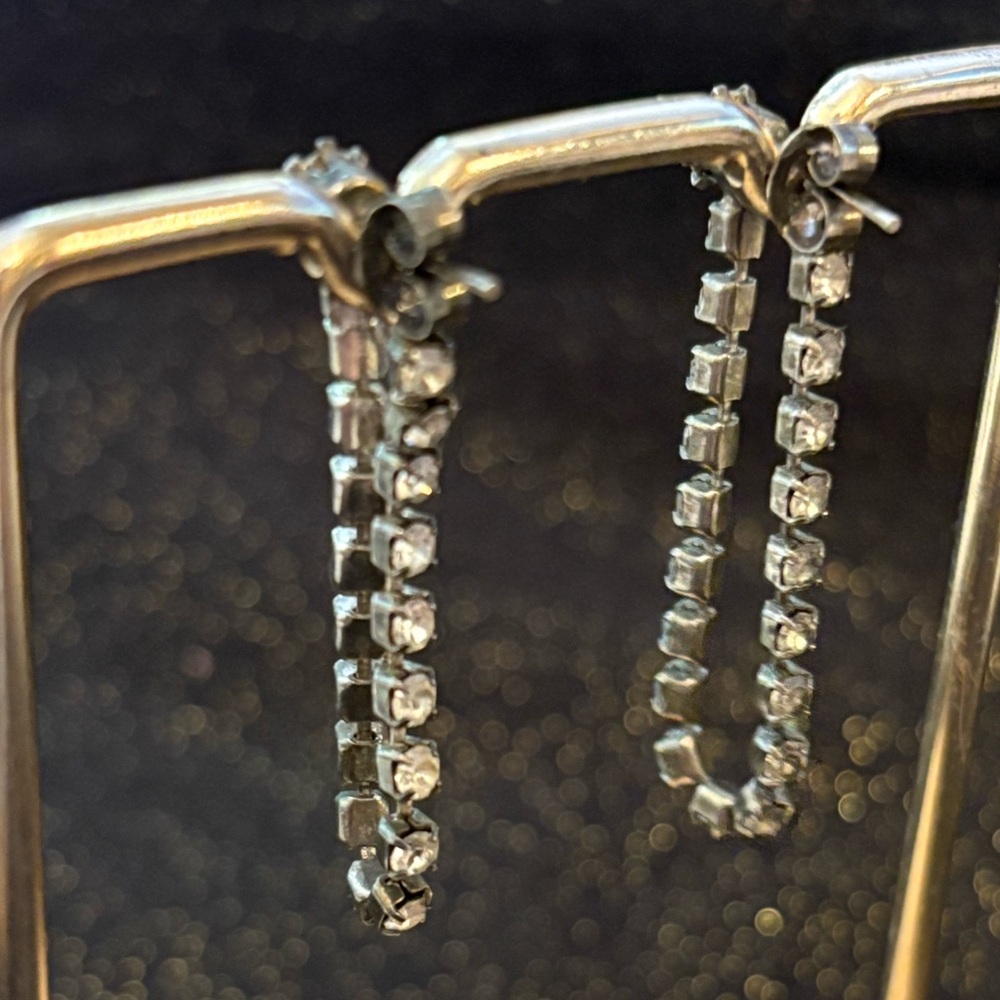 Vintage Rhinestone Loop Earrings - Picture 2 of 2